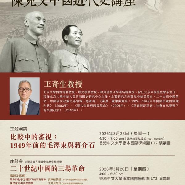 The 7th Chen Kai-wen Lecture on Modern Chinese History – Prof. Wang Qisheng